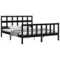 vidaXL Estructura de cama con cabecero madera maciza negro 160x200 cm vidaXL Estructura de cama con cabecero madera maciza negro 160x200 cm