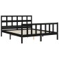 vidaXL Estructura de cama con cabecero madera maciza negro 160x200 cm vidaXL Estructura de cama con cabecero madera maciza negro 160x200 cm