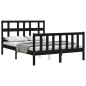 vidaXL Estructura de cama con cabecero madera maciza negro 120x200 cm vidaXL Estructura de cama con cabecero madera maciza negro 120x200 cm