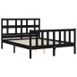 vidaXL Estructura de cama con cabecero madera maciza negro 120x200 cm vidaXL Estructura de cama con cabecero madera maciza negro 120x200 cm
