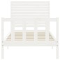 vidaXL Estructura de cama con cabecero madera maciza blanco 100x200 cm