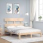 vidaXL Estructura de cama de matrimonio con cabecero madera maciza vidaXL Estructura de cama de matrimonio con cabecero madera maciza