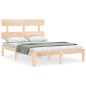 vidaXL Estructura de cama de matrimonio con cabecero madera maciza vidaXL Estructura de cama de matrimonio con cabecero madera maciza