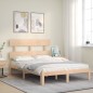 vidaXL Estructura de cama de matrimonio con cabecero madera maciza vidaXL Estructura de cama de matrimonio con cabecero madera maciza