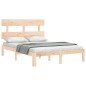 vidaXL Estructura de cama de matrimonio con cabecero madera maciza vidaXL Estructura de cama de matrimonio con cabecero madera maciza
