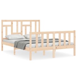 vidaXL Estructura de cama con cabecero madera maciza 140x200 cm