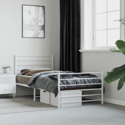 vidaXL Estructura cama metal con cabecero y pie cama blanca 90x200 cm