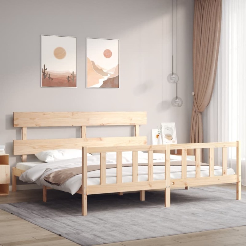 vidaXL Estructura de cama con cabecero madera maciza 200x200 cm