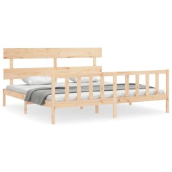 vidaXL Estructura de cama con cabecero madera maciza 200x200 cm