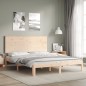 vidaXL Estructura de cama de matrimonio con cabecero madera maciza vidaXL Estructura de cama de matrimonio con cabecero madera maciza