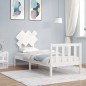 vidaXL Estructura de cama individual con cabecero madera maciza blanco vidaXL Estructura de cama individual con cabecero madera maciza blanco