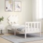 vidaXL Estructura de cama individual con cabecero madera maciza blanco vidaXL Estructura de cama individual con cabecero madera maciza blanco