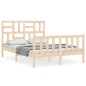vidaXL Estructura de cama de matrimonio con cabecero madera maciza vidaXL Estructura de cama de matrimonio con cabecero madera maciza