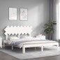 vidaXL Estructura de cama con cabecero madera maciza blanco 160x200 cm