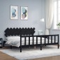 vidaXL Estructura de cama con cabecero madera maciza negro 200x200 cm vidaXL Estructura de cama con cabecero madera maciza negro 200x200 cm