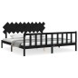 vidaXL Estructura de cama con cabecero madera maciza negro 200x200 cm vidaXL Estructura de cama con cabecero madera maciza negro 200x200 cm