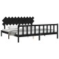 vidaXL Estructura de cama con cabecero madera maciza negro 200x200 cm vidaXL Estructura de cama con cabecero madera maciza negro 200x200 cm