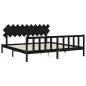vidaXL Estructura de cama con cabecero madera maciza negro 200x200 cm vidaXL Estructura de cama con cabecero madera maciza negro 200x200 cm