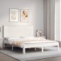 vidaXL Estructura de cama con cabecero madera maciza blanco 160x200 cm