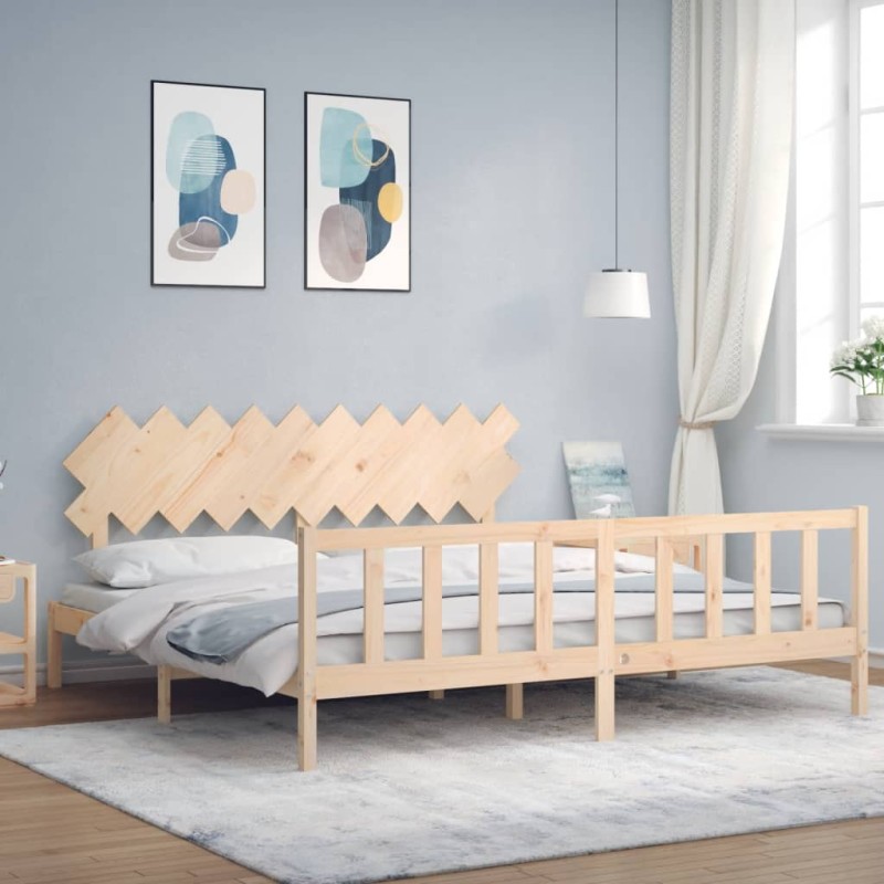 vidaXL Estructura de cama con cabecero madera maciza 200x200 cm vidaXL Estructura de cama con cabecero madera maciza 200x200 cm