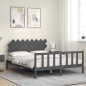 vidaXL Estructura de cama con cabecero madera maciza gris 160x200 cm