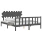 vidaXL Estructura de cama con cabecero madera maciza gris 160x200 cm