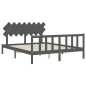 vidaXL Estructura de cama con cabecero madera maciza gris 160x200 cm