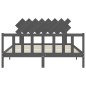 vidaXL Estructura de cama con cabecero madera maciza gris 160x200 cm