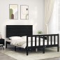 vidaXL Estructura cama de matrimonio con cabecero madera maciza negra vidaXL Estructura cama de matrimonio con cabecero madera maciza negra