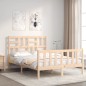 vidaXL Estructura de cama de matrimonio con cabecero madera maciza vidaXL Estructura de cama de matrimonio con cabecero madera maciza