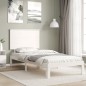 vidaXL Estructura de cama con cabecero madera maciza blanco 90x200 cm vidaXL Estructura de cama con cabecero madera maciza blanco 90x200 cm