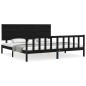 vidaXL Estructura de cama con cabecero madera maciza negro 200x200 cm vidaXL Estructura de cama con cabecero madera maciza negro 200x200 cm