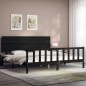vidaXL Estructura de cama con cabecero madera maciza negro 200x200 cm vidaXL Estructura de cama con cabecero madera maciza negro 200x200 cm