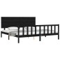 vidaXL Estructura de cama con cabecero madera maciza negro 200x200 cm vidaXL Estructura de cama con cabecero madera maciza negro 200x200 cm
