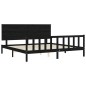 vidaXL Estructura de cama con cabecero madera maciza negro 200x200 cm vidaXL Estructura de cama con cabecero madera maciza negro 200x200 cm