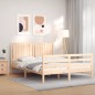 vidaXL Estructura de cama de matrimonio con cabecero madera maciza vidaXL Estructura de cama de matrimonio con cabecero madera maciza