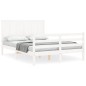 vidaXL Estructura cama de matrimonio con cabecero madera maciza blanco vidaXL Estructura cama de matrimonio con cabecero madera maciza blanco