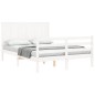 vidaXL Estructura cama de matrimonio con cabecero madera maciza blanco vidaXL Estructura cama de matrimonio con cabecero madera maciza blanco