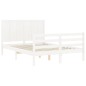 vidaXL Estructura cama de matrimonio con cabecero madera maciza blanco vidaXL Estructura cama de matrimonio con cabecero madera maciza blanco