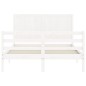 vidaXL Estructura cama de matrimonio con cabecero madera maciza blanco vidaXL Estructura cama de matrimonio con cabecero madera maciza blanco