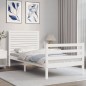 vidaXL Estructura de cama individual con cabecero madera maciza blanco vidaXL Estructura de cama individual con cabecero madera maciza blanco
