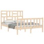 vidaXL Estructura de cama de matrimonio con cabecero madera maciza vidaXL Estructura de cama de matrimonio con cabecero madera maciza