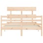 vidaXL Estructura de cama con cabecero madera maciza 140x190 cm