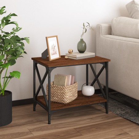 vidaXL Mesa auxiliar madera contrachapada marrón roble 55x38x45 cm
