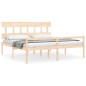 vidaXL Cama de matrimonio para personas mayores cabecero madera maciza vidaXL Cama de matrimonio para personas mayores cabecero madera maciza