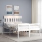 vidaXL Cama personas mayores cabecero madera maciza blanco 120x200 cm vidaXL Cama personas mayores cabecero madera maciza blanco 120x200 cm