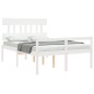vidaXL Cama personas mayores cabecero madera maciza blanco 120x200 cm vidaXL Cama personas mayores cabecero madera maciza blanco 120x200 cm