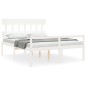 vidaXL Cama personas mayores cabecero madera maciza blanco 160x200 cm vidaXL Cama personas mayores cabecero madera maciza blanco 160x200 cm