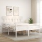 vidaXL Cama personas mayores cabecero madera maciza blanco 160x200 cm vidaXL Cama personas mayores cabecero madera maciza blanco 160x200 cm