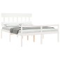 vidaXL Cama personas mayores cabecero madera maciza blanco 160x200 cm vidaXL Cama personas mayores cabecero madera maciza blanco 160x200 cm